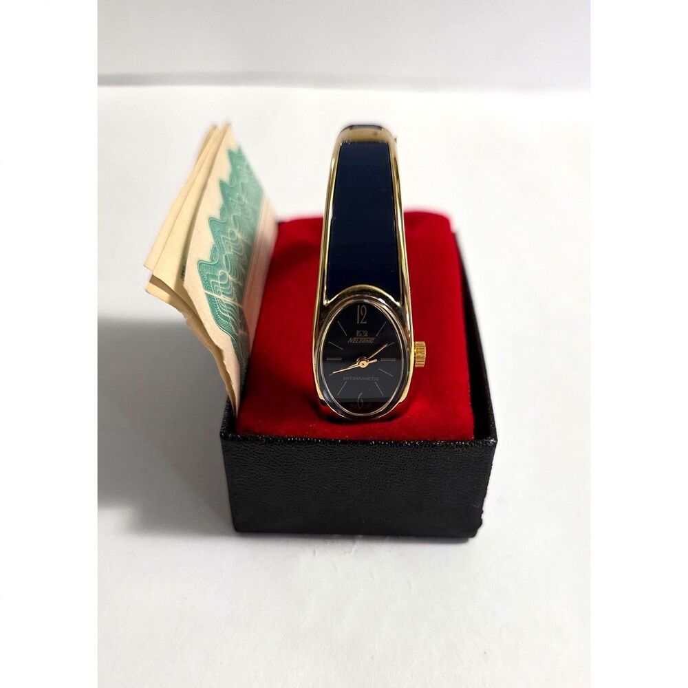 Nelsonic Antimagnetic Hinge Bangle Wrist Watch in box  AS IS (parts/repair)